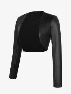 Long Sleeve Faux Leather Bolero Jacket