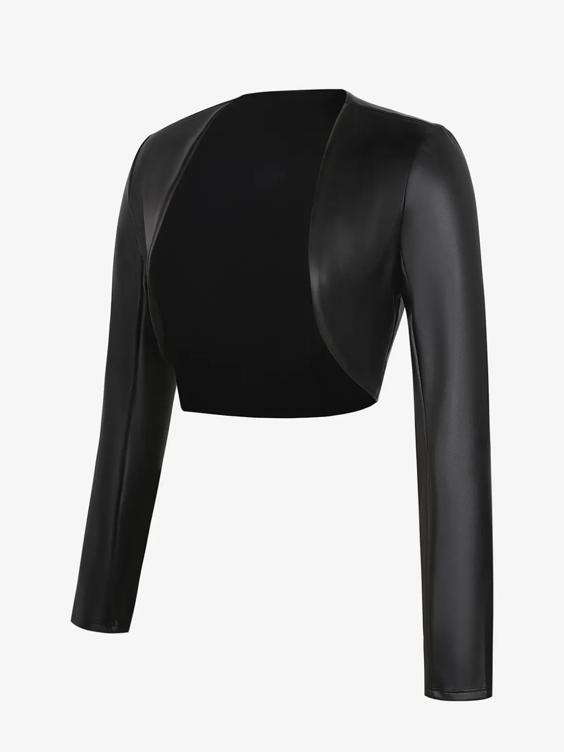 Long Sleeve Faux Leather Bolero Jacket