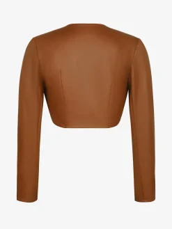 Long Sleeve Faux Leather Bolero Jacket