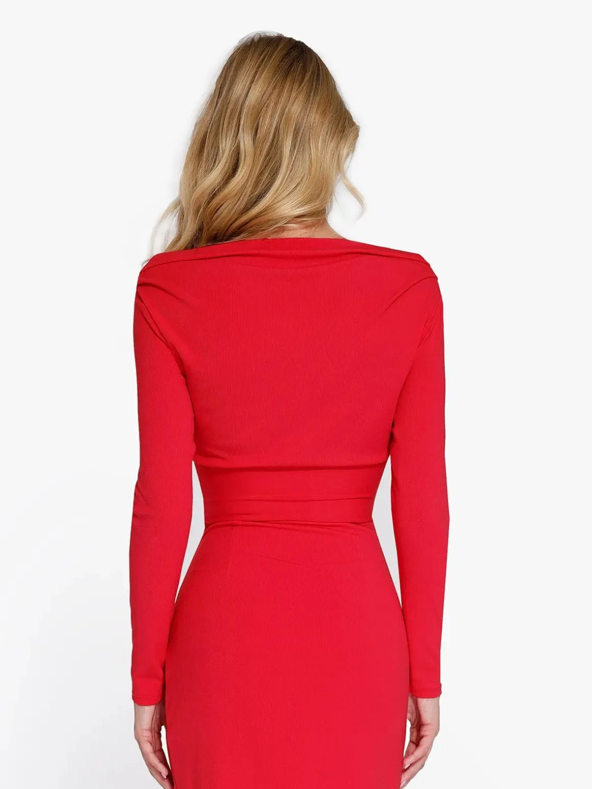 Long-Sleeve Rib Modal Off-the-Shoulder Slimming Crop Top
