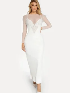 Long Sleeve Sheer Mesh Maxi Cover-Up