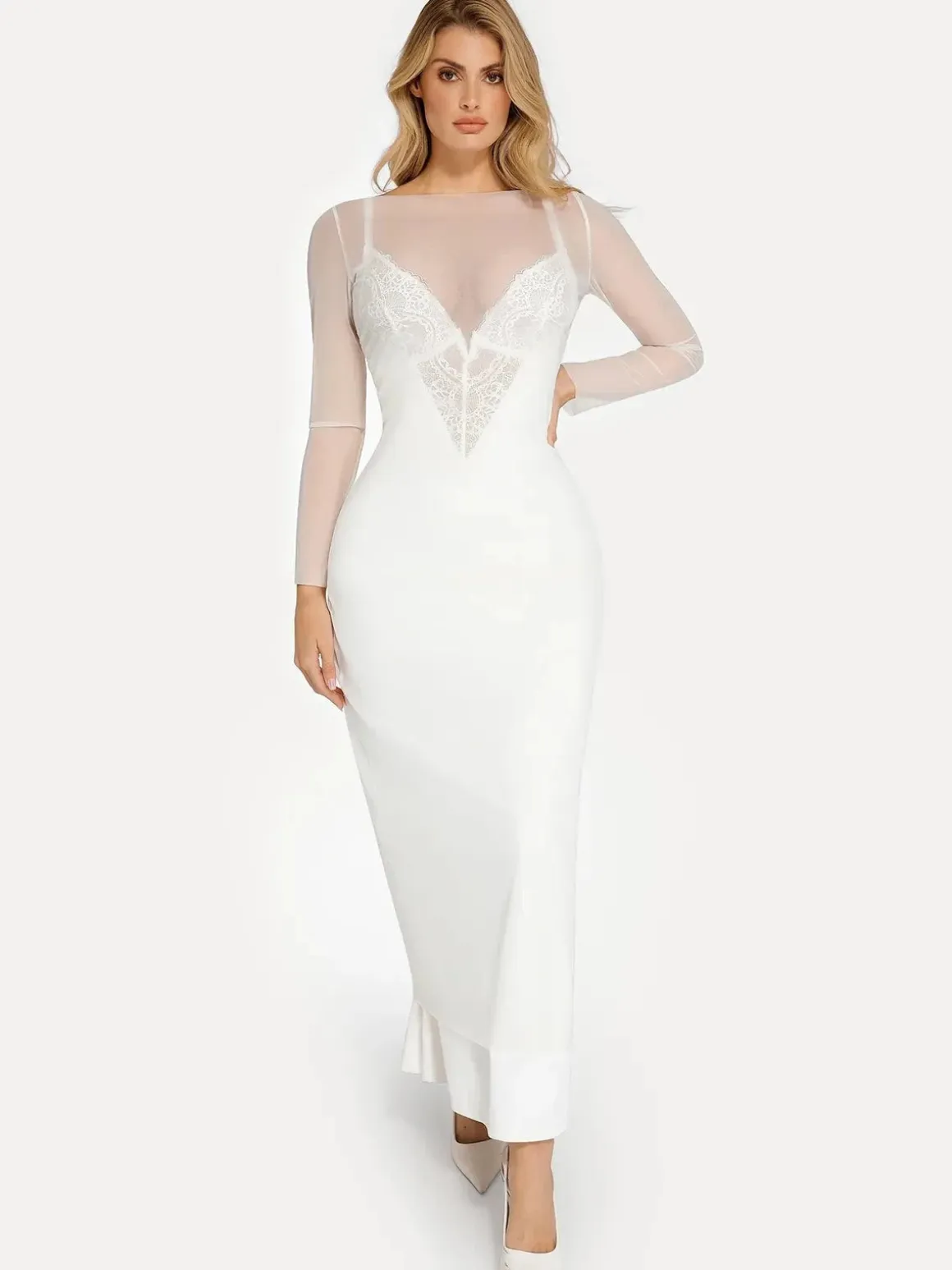 Long Sleeve Sheer Mesh Maxi Cover-Up