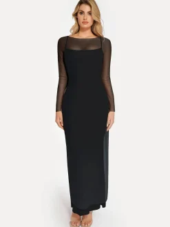 Long Sleeve Sheer Mesh Maxi Cover-Up
