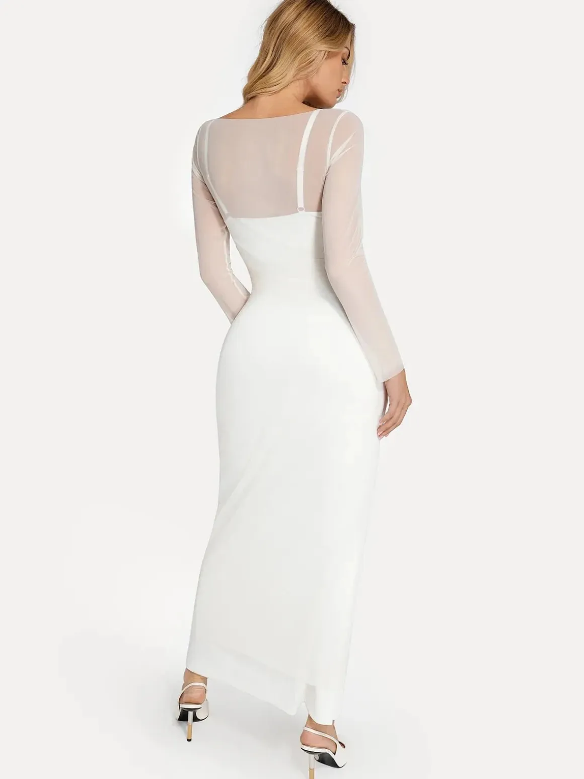 Long Sleeve Sheer Mesh Maxi Cover-Up