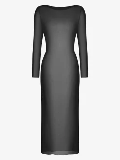 Long Sleeve Sheer Mesh Maxi Cover-Up