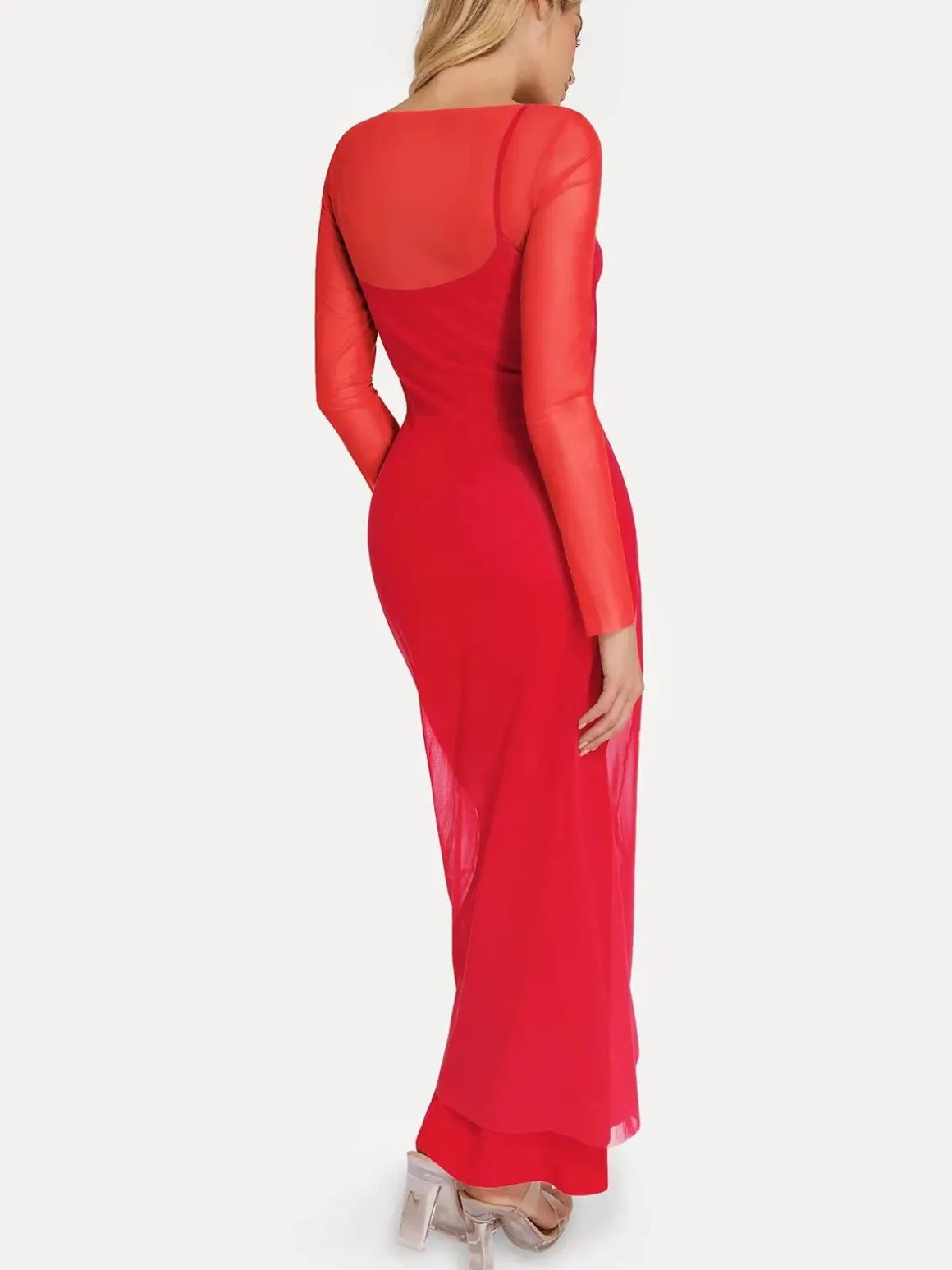 Long Sleeve Sheer Mesh Maxi Cover-Up