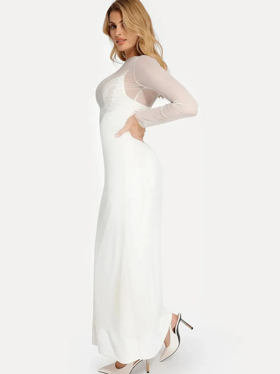 Long Sleeve Sheer Mesh Maxi Cover-Up