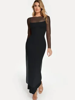 Long Sleeve Sheer Mesh Maxi Cover-Up