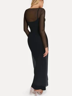 Long Sleeve Sheer Mesh Maxi Cover-Up