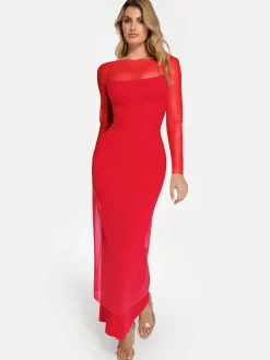 Long Sleeve Sheer Mesh Maxi Cover-Up