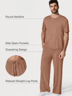 Men's Modal Short Sleeve & Pant PJ Set