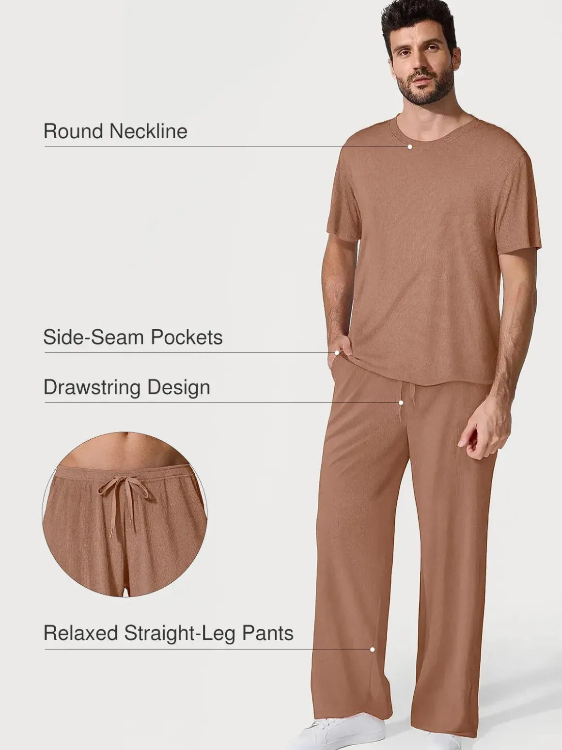Men's Modal Short Sleeve & Pant PJ Set