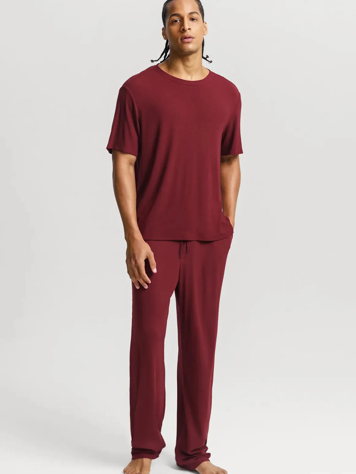 Men's Modal Short Sleeve & Pant PJ Set