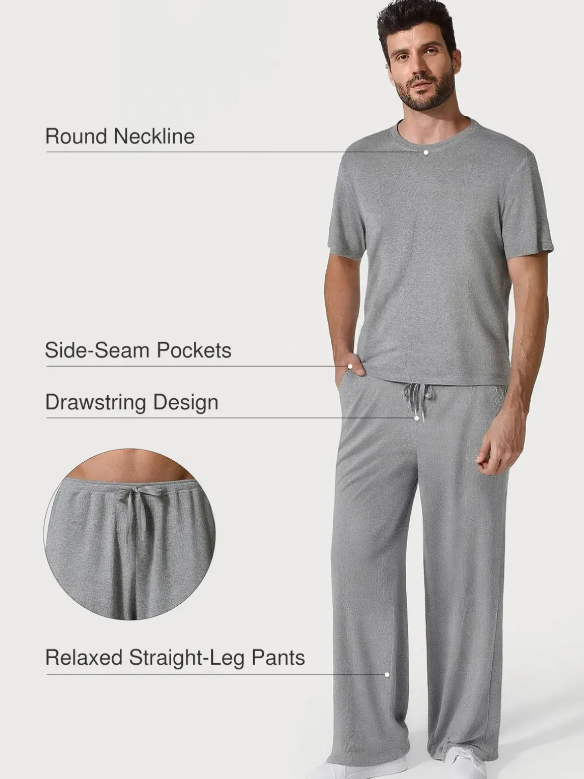 Men's Modal Short Sleeve & Pant PJ Set