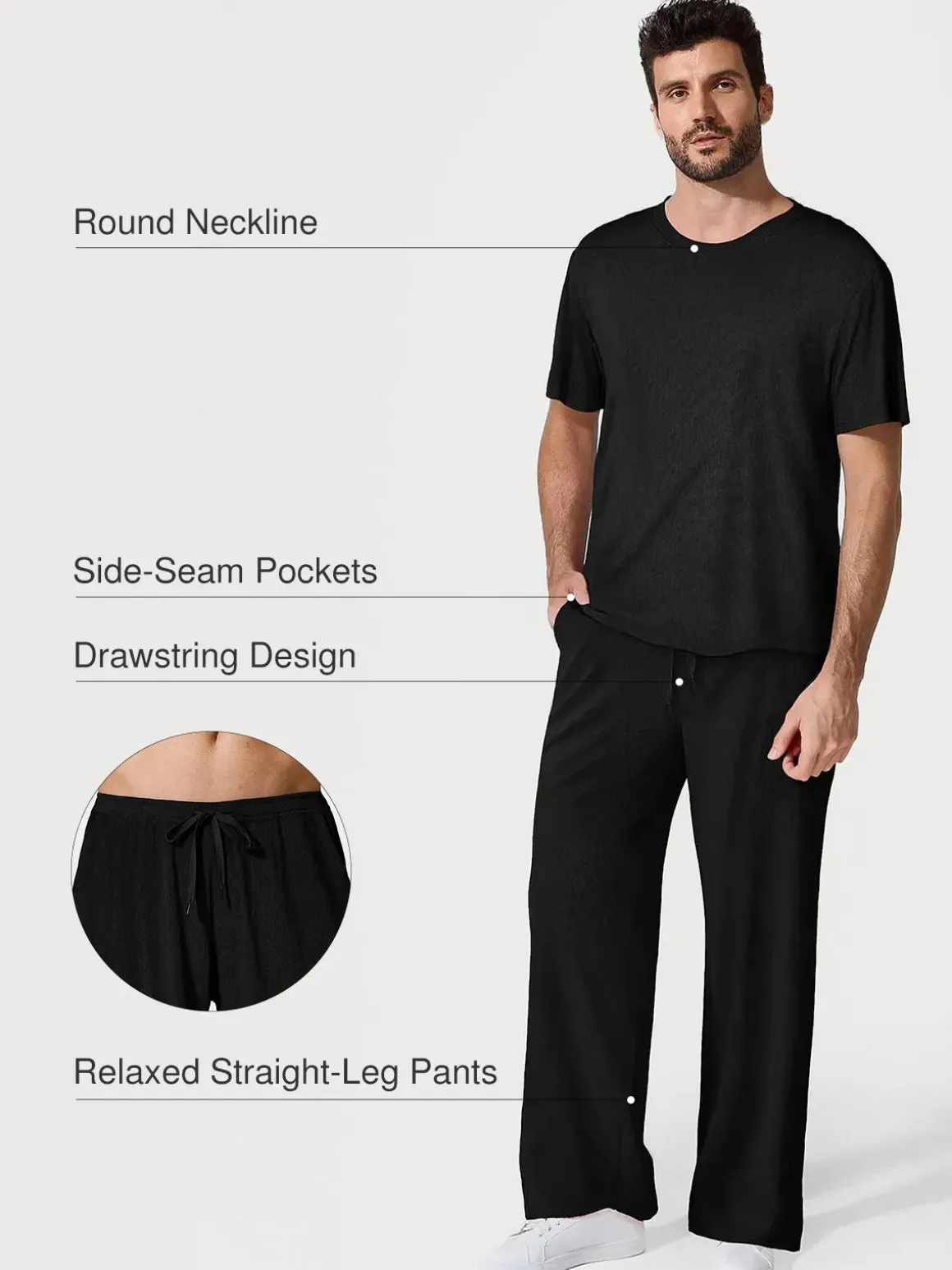 Men's Modal Short Sleeve & Pant PJ Set