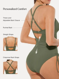 Mesh Inset Tie-Side Sculpting One-Piece Swimsuit