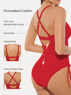 Mesh Inset Tie-Side Sculpting One-Piece Swimsuit