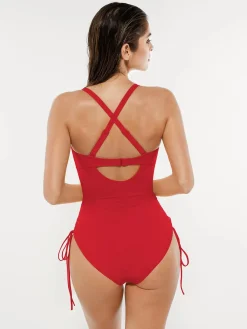 Mesh Inset Tie-Side Sculpting One-Piece Swimsuit