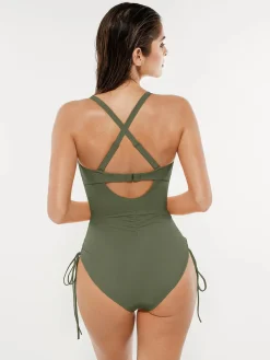 Mesh Inset Tie-Side Sculpting One-Piece Swimsuit