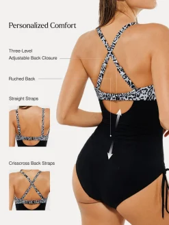 Mesh Inset Tie-Side Sculpting One-Piece Swimsuit