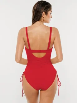 Mesh Inset Tie-Side Sculpting One-Piece Swimsuit