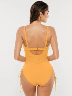 Mesh Inset Tie-Side Sculpting One-Piece Swimsuit