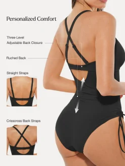 Mesh Inset Tie-Side Sculpting One-Piece Swimsuit