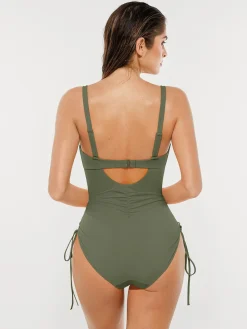 Mesh Inset Tie-Side Sculpting One-Piece Swimsuit