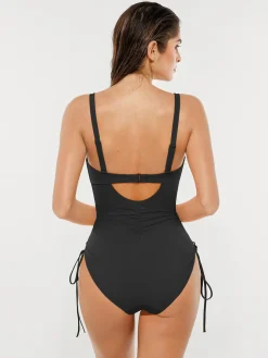 Mesh Inset Tie-Side Sculpting One-Piece Swimsuit