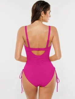 Mesh Inset Tie-Side Sculpting One-Piece Swimsuit