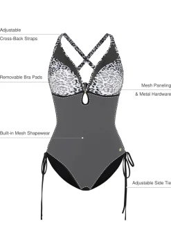 Mesh Inset Tie-Side Sculpting One-Piece Swimsuit
