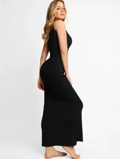 No Shaper Modal Sleeveless Crew Neck Maxi Lounge Dress