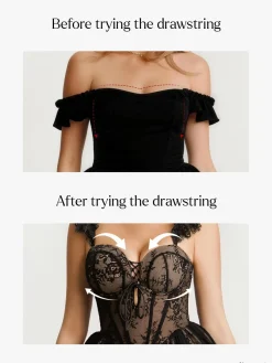Off-The-Shoulder Sculpting Corset Fit & Flare Mini Dress