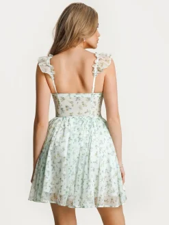 Off-The-Shoulder Sculpting Corset Fit & Flare Mini Dress