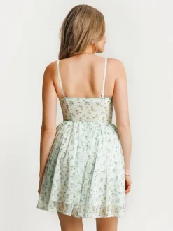 Off-The-Shoulder Sculpting Corset Fit & Flare Mini Dress