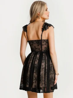Off-The-Shoulder Sculpting Corset Fit & Flare Mini Dress