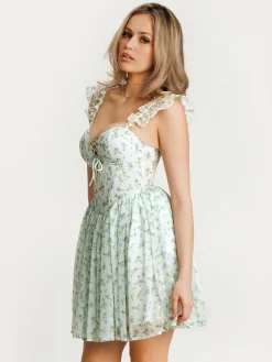 Off-The-Shoulder Sculpting Corset Fit & Flare Mini Dress