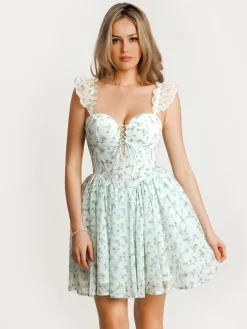 Off-The-Shoulder Sculpting Corset Fit & Flare Mini Dress