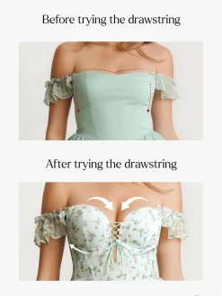 Off-The-Shoulder Sculpting Corset Fit & Flare Mini Dress