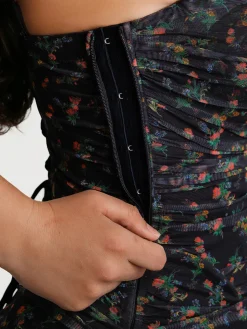 Off-The-Shoulder Sculpting Floral Print Maxi Dress