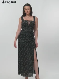 Off-The-Shoulder Sculpting Floral Print Maxi Dress