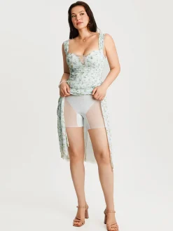 Off-The-Shoulder Sculpting Floral Print Maxi Dress