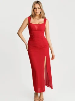 Off-The-Shoulder Sculpting Floral Print Maxi Dress