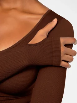 Popilush Ribbed U Neck Built-in Bra Tummy Control Jumpsuit