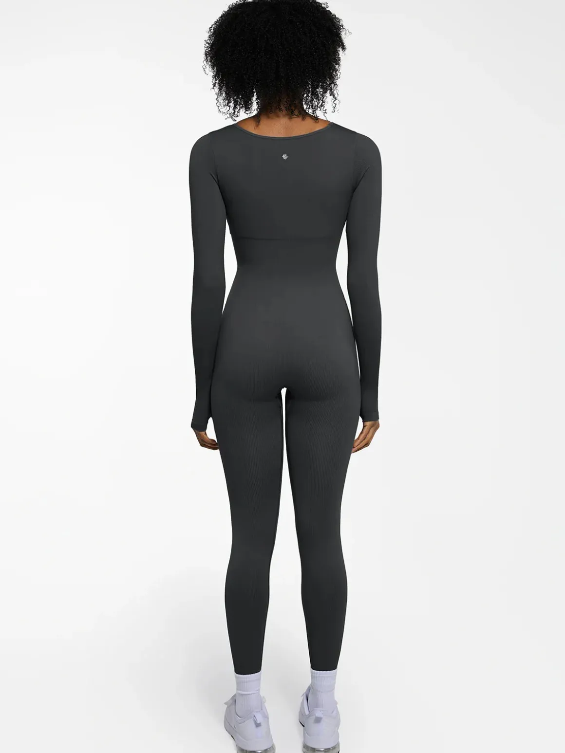 Popilush Ribbed U Neck Built-in Bra Tummy Control Jumpsuit