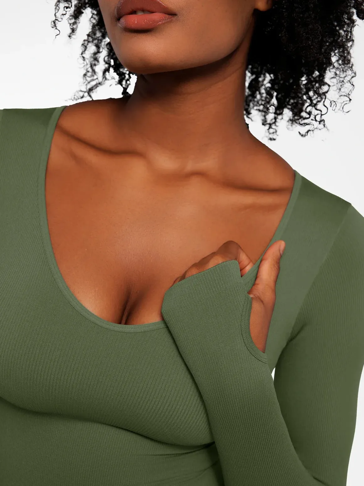Popilush Ribbed U Neck Built-in Bra Tummy Control Jumpsuit