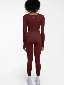 Popilush Ribbed U Neck Built-in Bra Tummy Control Jumpsuit
