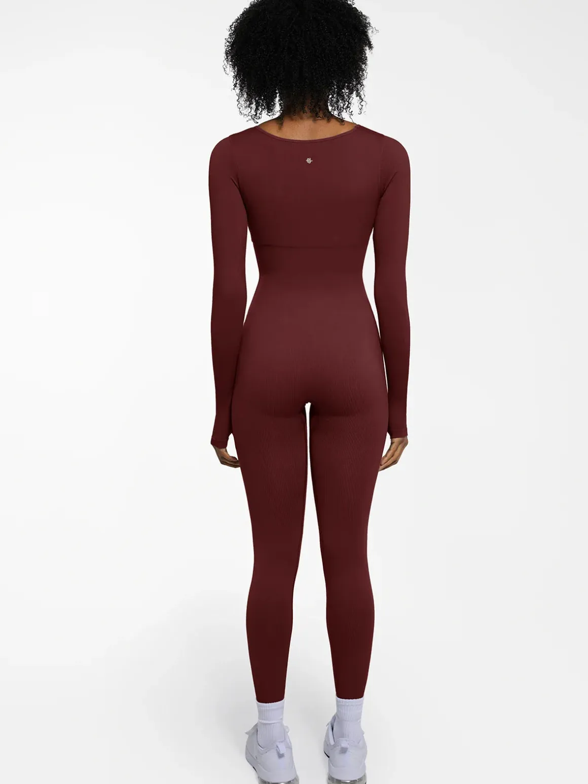 Popilush Ribbed U Neck Built-in Bra Tummy Control Jumpsuit