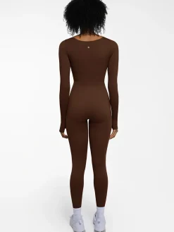 Popilush Ribbed U Neck Built-in Bra Tummy Control Jumpsuit