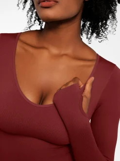 Popilush Ribbed U Neck Built-in Bra Tummy Control Jumpsuit